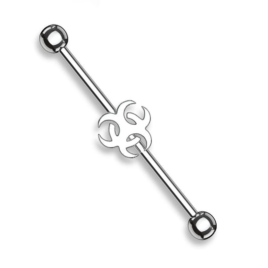 Industrial Ohrpiercing Stab Biohazard Chirurgenstahl 38mm Stablänge 1.6mm Stabdicke Silber Schwarz Set Barbell Piercings Langhantel