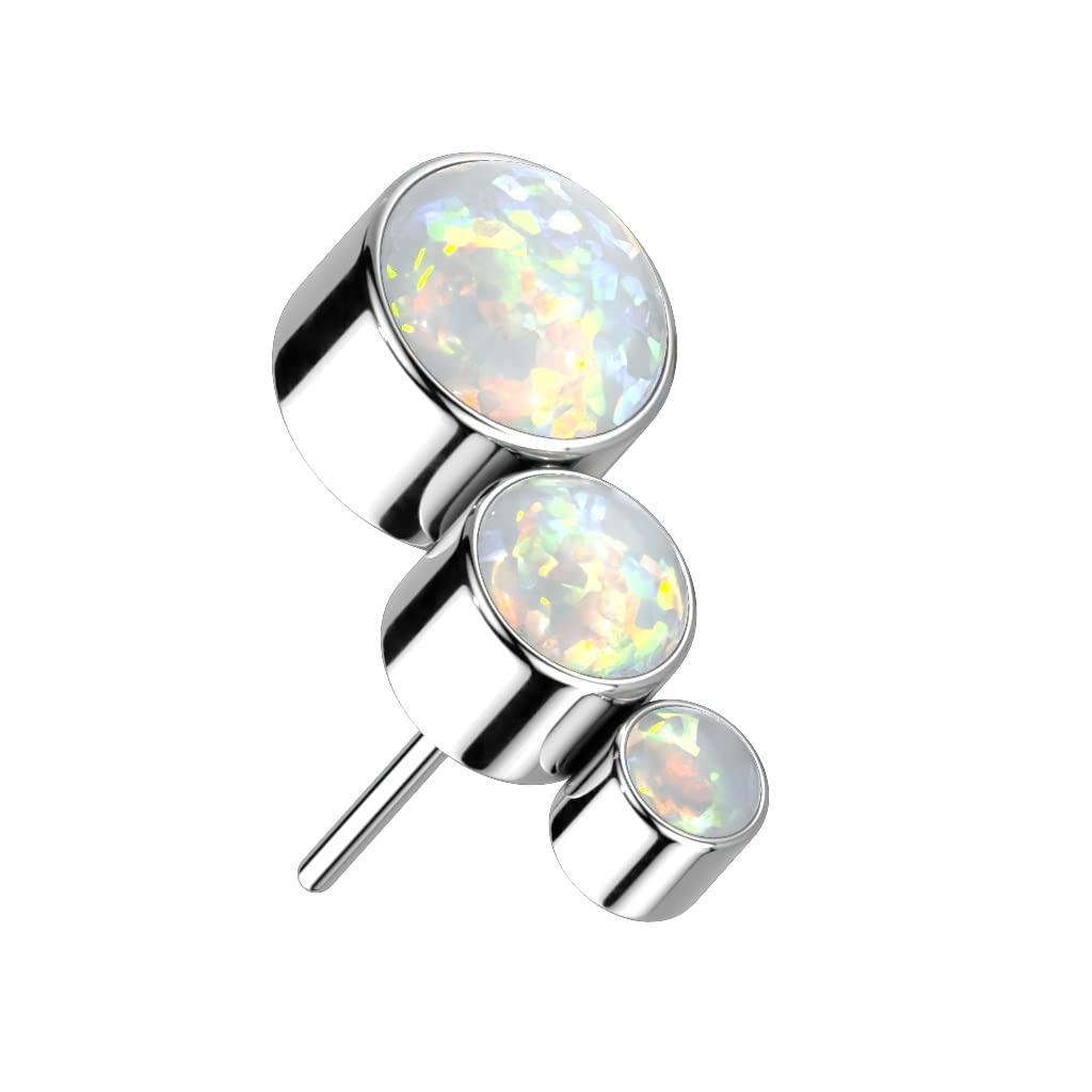 Push-In Aufsatz Halb-Mond Synthetischer Opal Titan Grade 23 Piercing Set Mehrfarbig 8,8mm Ohrstecker Labret Stud Nipple Straight