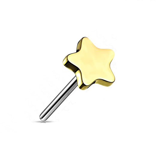 Push-In Aufsatz Stern Titan Grade 23 Piercing Set Mehrfarbig 4mm Groß Ohrstecker Labret Stud Nipple Straight Barbell Helix Tragus