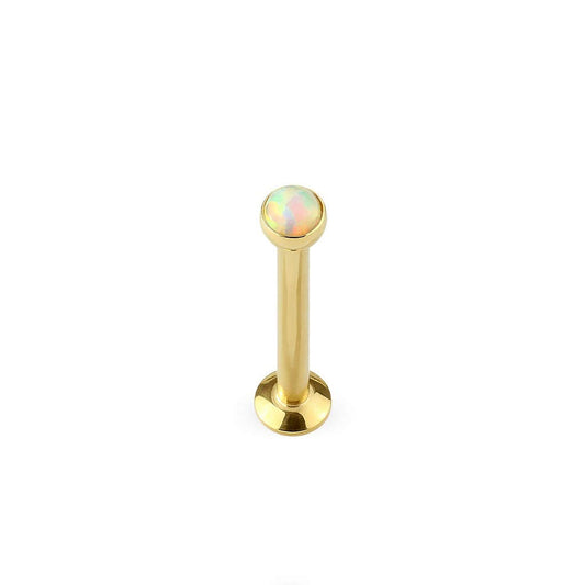Paula & Fritz® UNIVERSAL Stud Labret Monroe Cartilage Gold roségold schwarz Opal flach weiß Edelstahl Chirurgenstahl 316L Länge 4mm - 8mm