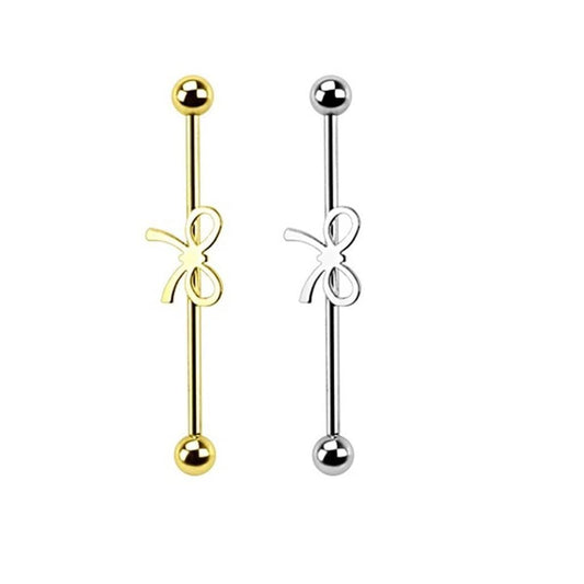 Industrial Ohrpiercing Stab Schleife Chirurgenstahl 38mm Stablänge 1.6mm Stabdicke Set Silber Gold Barbell Piercings Langhantel