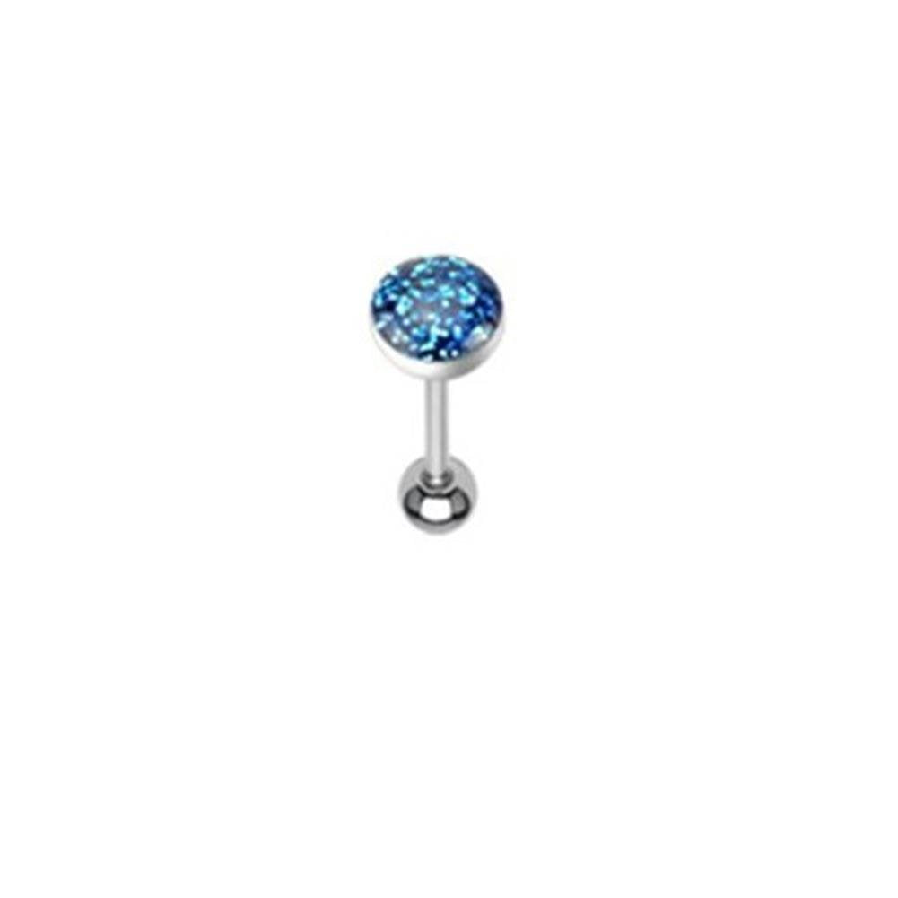 Paula & Fritz® ZungenPiercing Barbell 16mm lang Chirurgenstahl Glitter Epoxy Dome