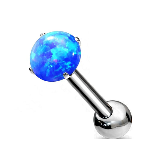 Push-In Ohrpiercing Silber Opal 4mm Titan Grade 23 6mm 8mm Stablänge Gewindelos Kombinierbar Threadless Press-Fit