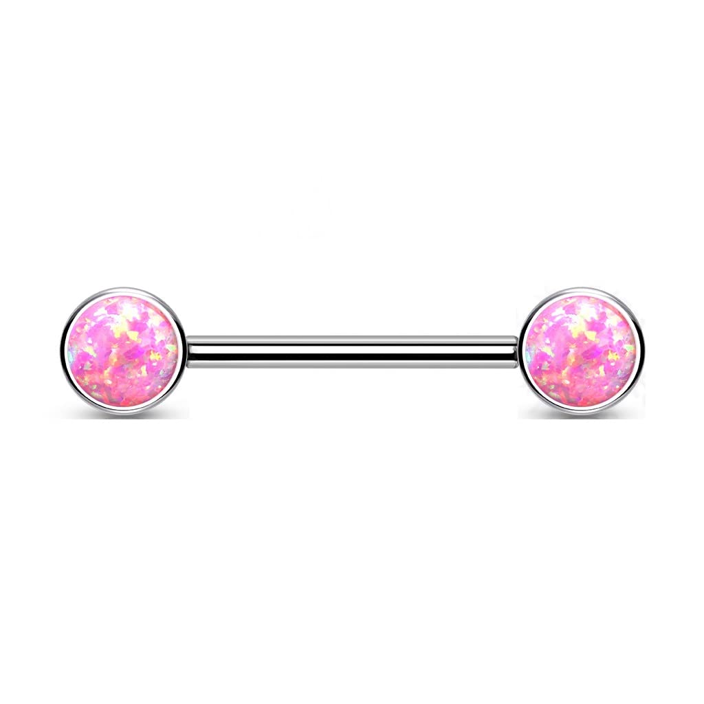 Push-In Piercing Brustwarze Opal Titan Grade 23 Kugel 5 6 Set 1,6 Stabdicke Nipple Gewindelos Straight Barbell Bridge