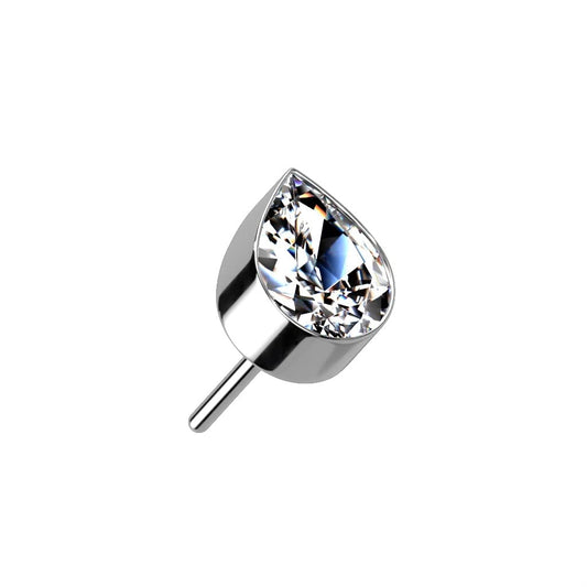 Paula & Fritz® Push-In Aufsatz Tropfen Zirkonia Titan-IUM Grade 23 Piercing Set Mehrfarbig 4,5-mm Träne Ohr-Stecker Labret Stud Nipple Straight Barbell