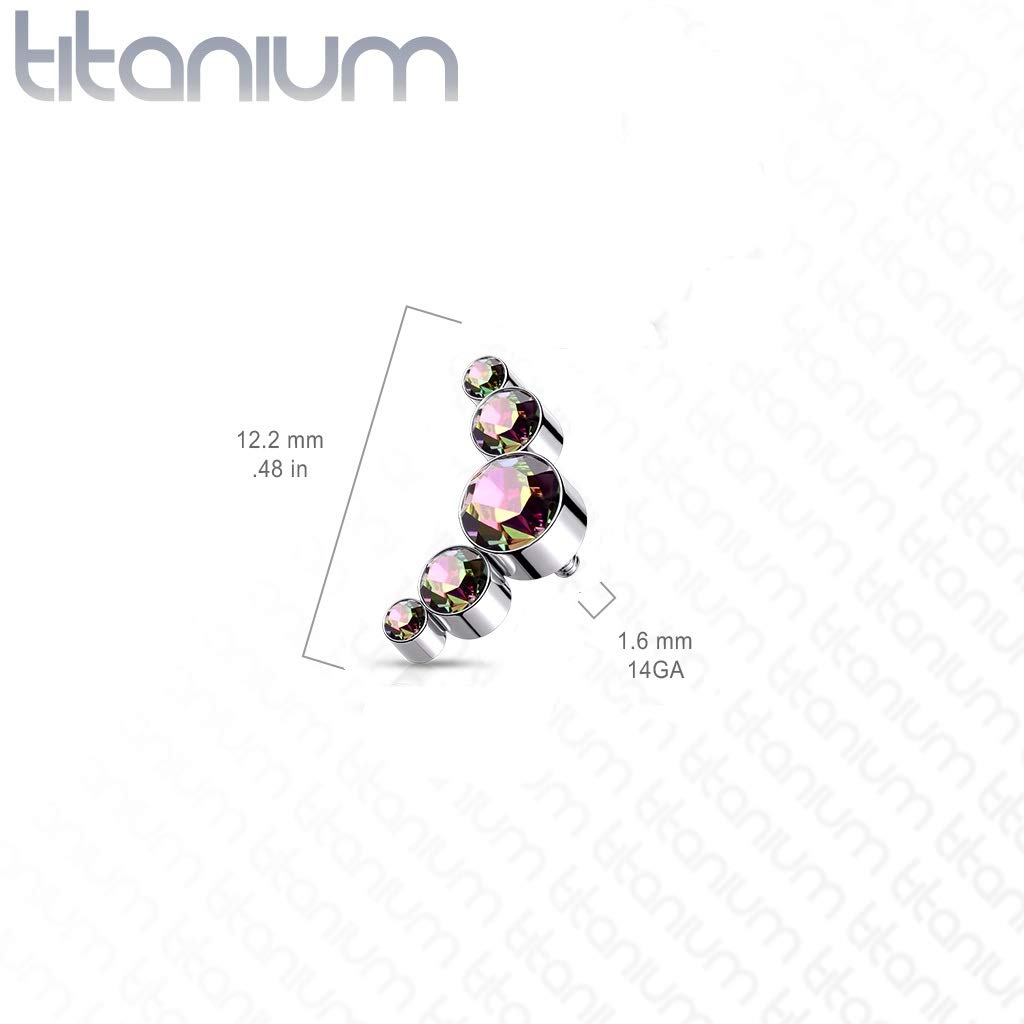 Dermalaufsatz Anchor 5 Kristalle Halbmond Titan G 23 viele Farben und Stärken HautAnker Skin Diver Implantat Kugel Bodypiercing