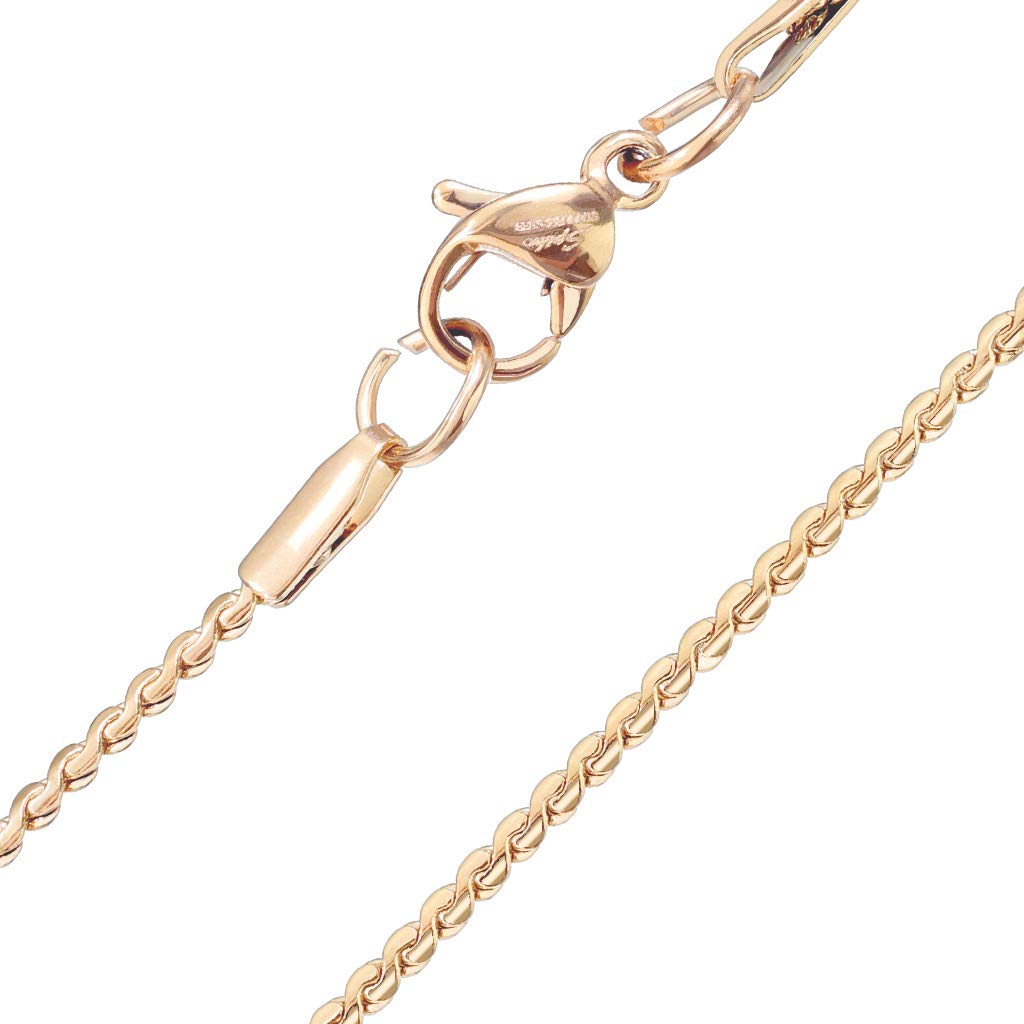 Halskette Edelstahl Silber Gold Rose 435-mm Lang 1,5-mm Breit Herrenkette Halsschmuck Zopf-Kette Frauenketten Männerketten
