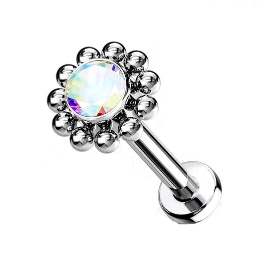 Push-In Labret Piercing Zirkonia Titan Grade 23 Kugel Piercing Set Mehrfarbig 1mm 1,2mm Stabdicke Madonna Medusa Monroe Tragus