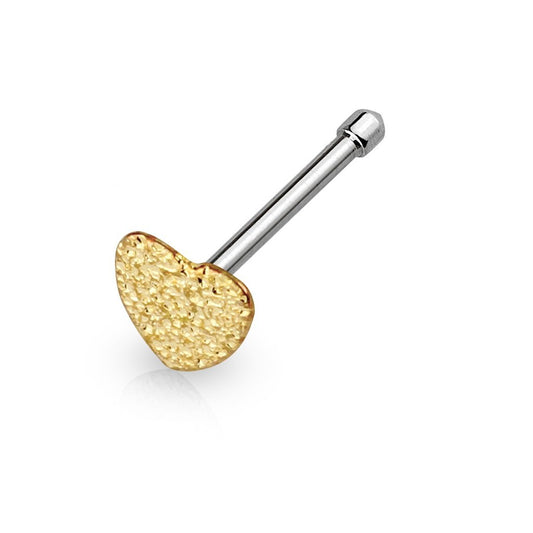 Paula & Fritz® sandgestrahltes Herz Nasen-Piercing Nasenpiercing-s Nose für Nasenfluegel als Nasenschmuck Nasenstecker Nostril Edelstahl Chirurgenstahl 6mm lang Gold roségold Silber