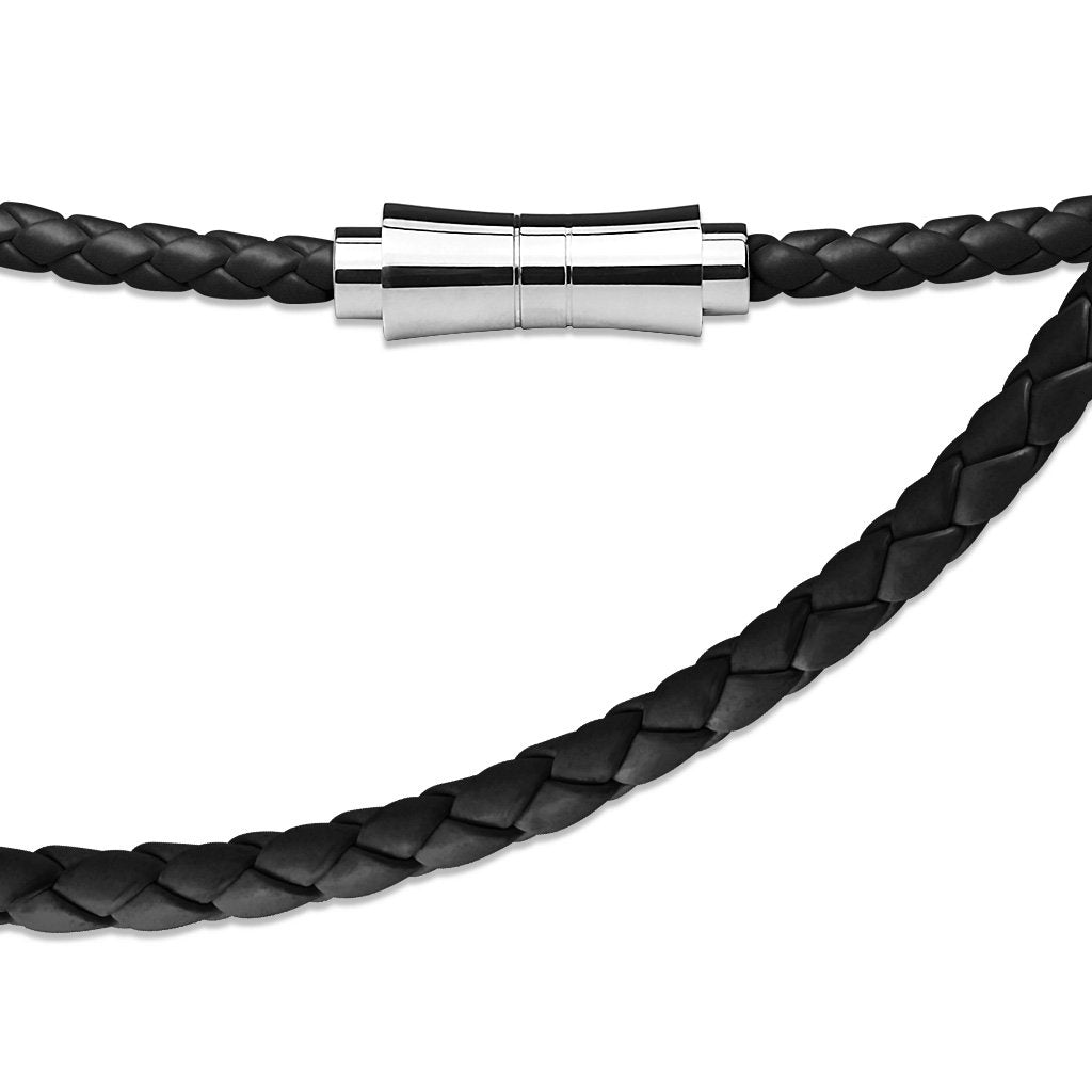 Halskette Kunstleder Schwarz Weis 508-mm Lang 4-mm Breit Herrenkette Halsschmuck Frauenketten Geflochten