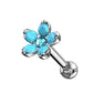 Cartilage Piercing Straight Barbell Rings Aufsatz Blume aus Opal Türkisen Edelstahl Chirurgenstahl 316L