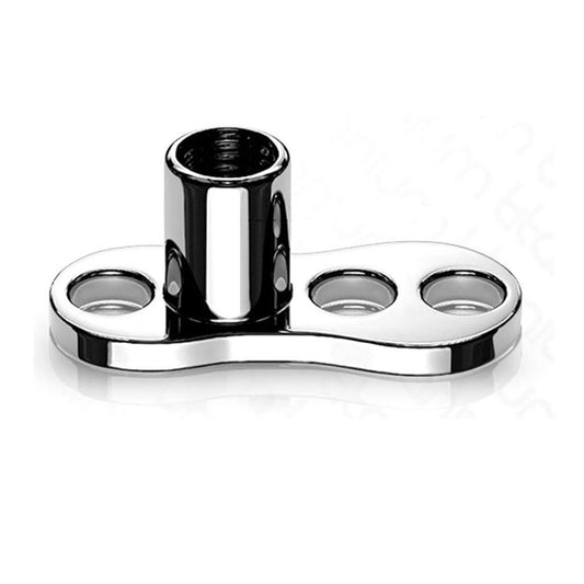 Hauptplatte Dermalanchor abgerundet 3 Loch Titan unterschiedliche Gewindegrößen Implantat Grundplatte Skin Diver Hautplatte