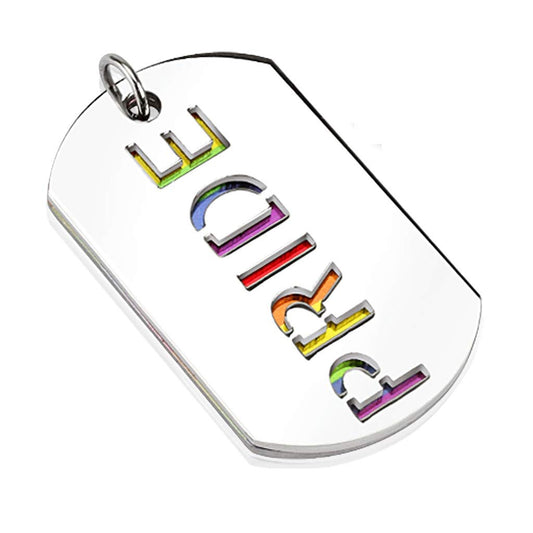 Paula & Fritz® Damen Ketten-Anhänger Doppelter Dog Tag Regenbogen Farben LGBT 316L Chirurgenstahl Halsketten Pendant Herren-Kettenanhänger Gay-Pride