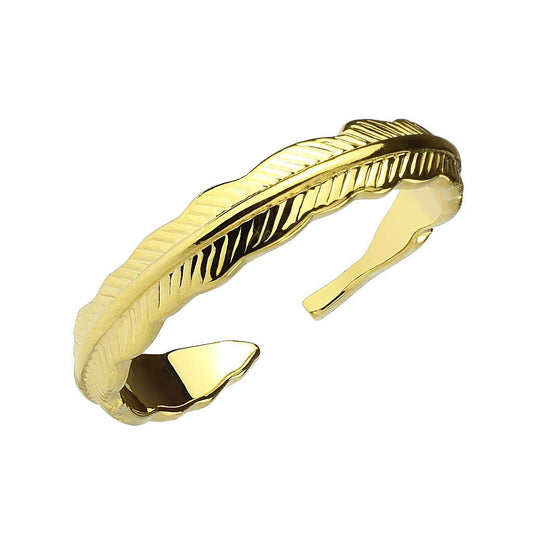 Paula & Fritz® Verstellbarer Damenring Zehen-Ring Muster Feder Herrenring Freundschafts-Ring Verlobungs-Ring Partnerring Edelstahl Chirurgenstahl 316L Gelbgold, Roségold, Silber