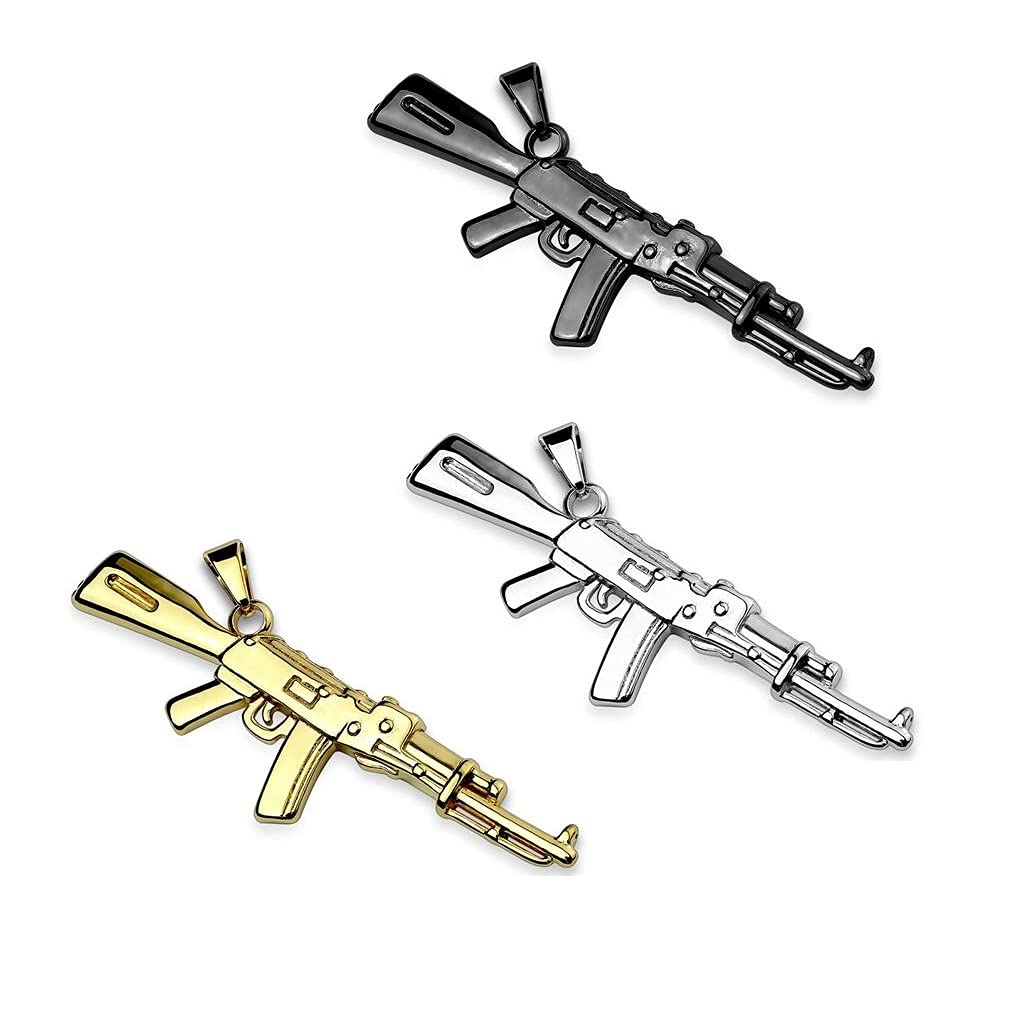 Kettenanhänger Gewehr 316L Chirurgenstahl Gold Silber Schwarz Halskettennhänger Pendant Damenkettenanhänger M16 AK47 Armee