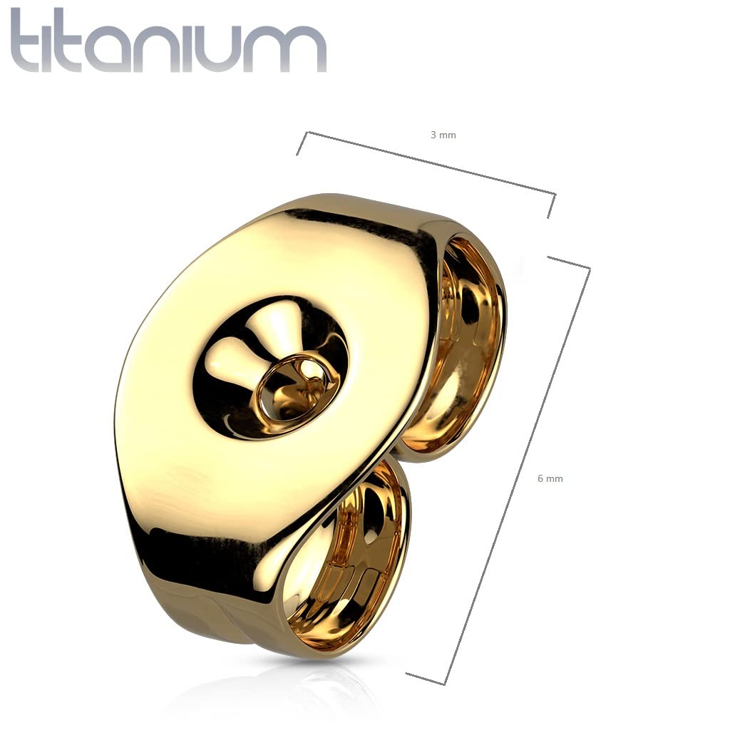Ersatz Ohrsteckerverschluss Gewindelos Titan Grade 12 6mm x 3mm Gold Silber Kombinierbar Push-In Butterfly