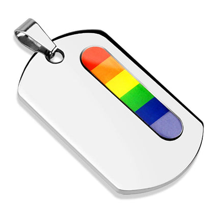 Kettenanhänger Dog Tag Regenbogenfarben LGBT 316L Chirurgenstahl HalsKettenanhänger Pendant HerrenKettenanhänger GayPride
