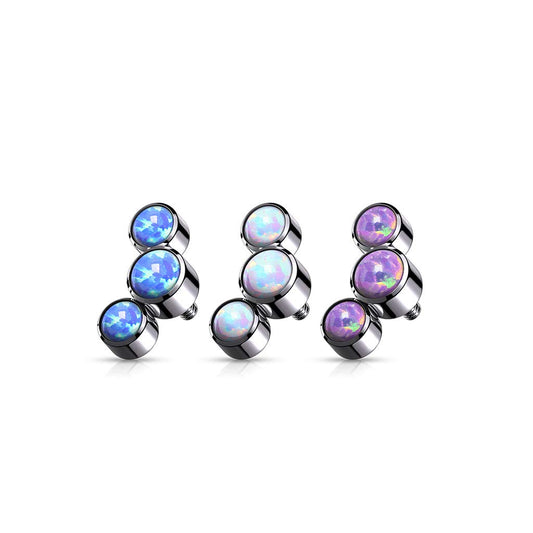 Dermalaufsatz Anchor 3 Opale Halbmond viele Farben 316L Chirurgenstahl HautAnker Skin Diver Implantat Kugel Bodypiercing