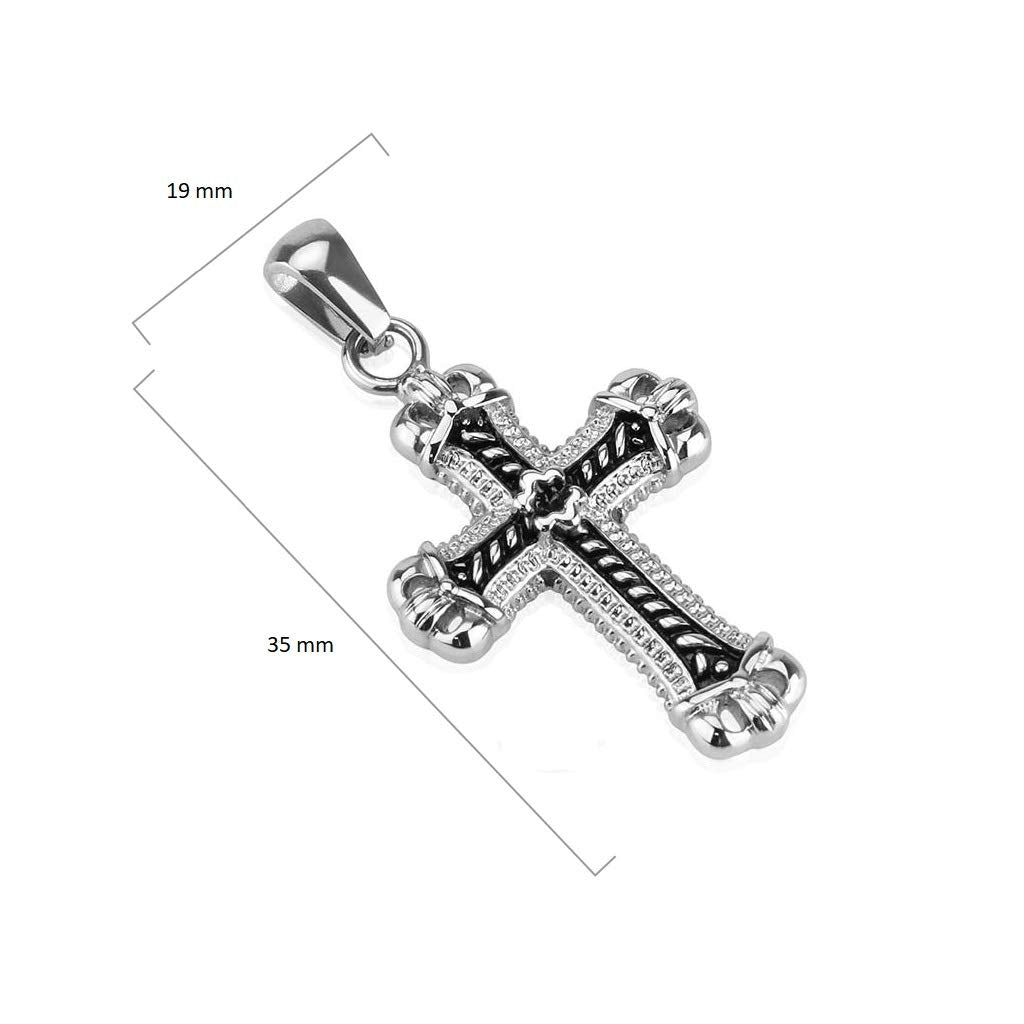 Kettenanh?nger Keltisches Kreuz 316L Chirurgenstahl Silber-Schwarz 35 x 19mm Halsketten Pendant Herren-Kettenanh?nger