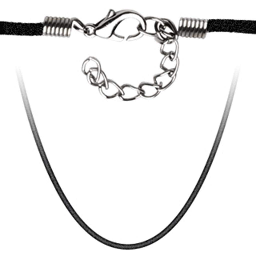 Halskette Samt Schwarz-Silber 2-mm Breit viele Längen Herrenkette Halsschmuck Halsband Textil Frauenketten Männerketten