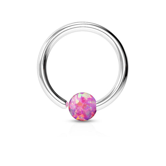 Paula & Fritz® Ring aus Edelstahl Chirurgenstahl 316L für Lippe, Nase, Augenbraue mit Opal Blau, Weiß, Pink