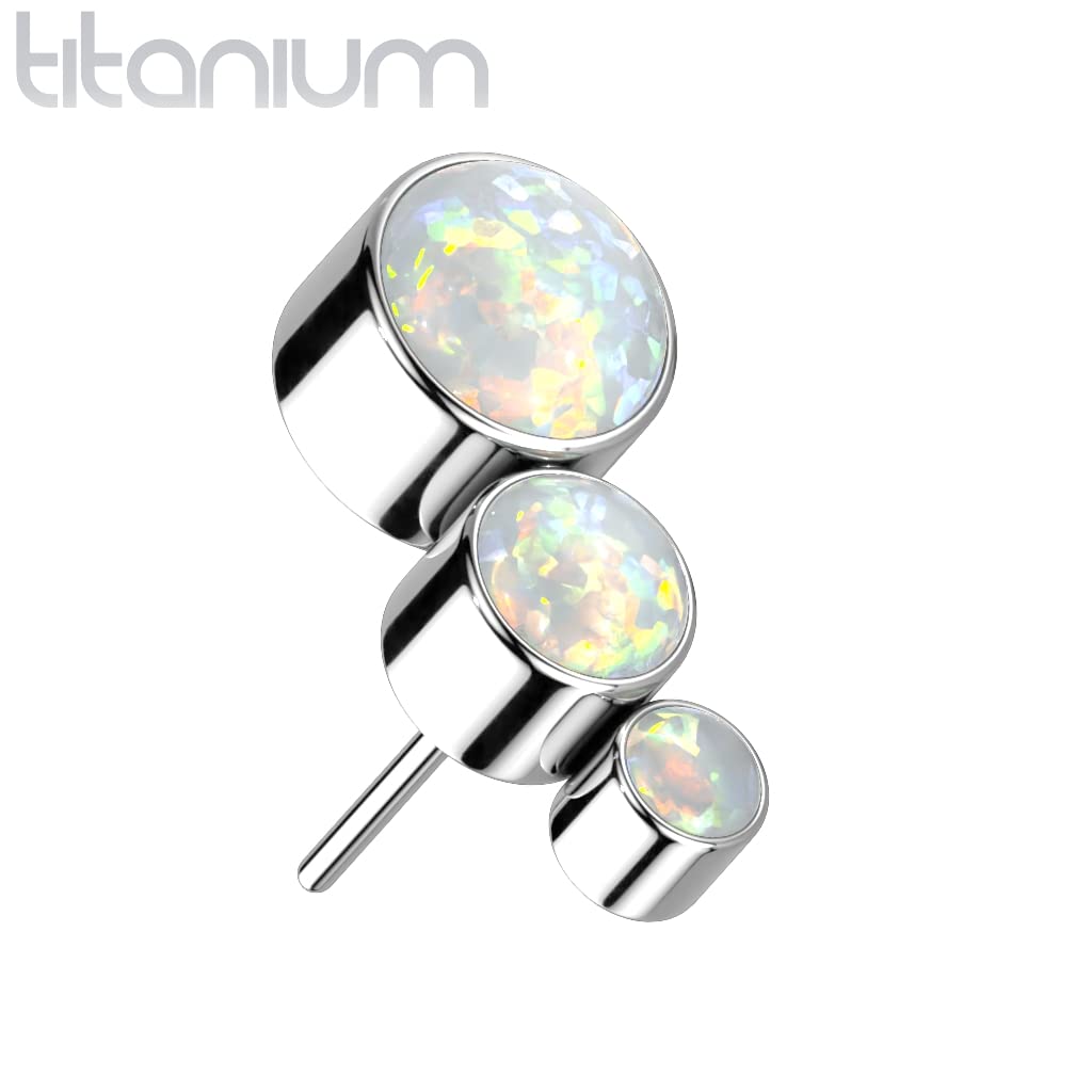 Push-In Aufsatz Halb-Mond Synthetischer Opal Titan Grade 23 Piercing Set Mehrfarbig 8,8mm Ohrstecker Labret Stud Nipple Straight