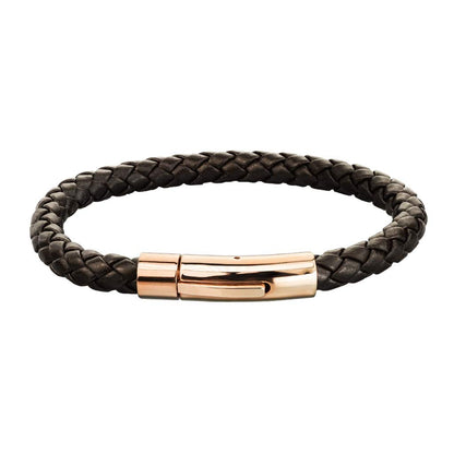 Kordelarmband Leder braun geflochten Verschluss Edelstahl Silber, roségold, gelbgold Pärchenarmband Freundschaftsarmband Wickelarmband Länge 190mm - 216mm