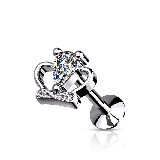 Push-In Labret Piercing Krone Zirkonia Klar Chirurgenstahl 316L Set Mehrfarbig 6mm Stabänge Madonna Medusa Ohr-Stecker Labret Stud