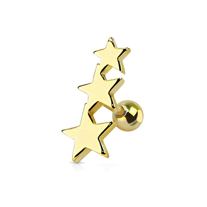 Cartilage Piercing Straight Barbell Rings Tragus Sterne Edelstahl Chirurgenstahl 316L Silber schwarz gelbgold, roségold bunt - Paula & Fritz