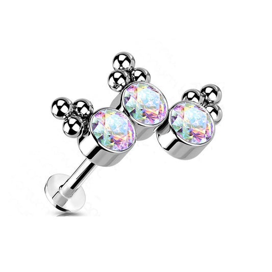 Push-In Labret Piercing Krone Zirkonia Titan Grade 23 Kugel Piercing Set Mehrfarbig 6mm 8mm Stabänge Madonna Medusa Monroe