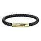 Kordelarmband Leder schwarz geflochten Verschluss Edelstahl Silber, schwarz, gelbgold Pärchenarmband Freundschaftsarmband Wickelarmband Länge 190mm - 216mm