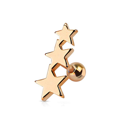 Cartilage Piercing Straight Barbell Rings Tragus Sterne Edelstahl Chirurgenstahl 316L Silber schwarz gelbgold, roségold bunt - Paula & Fritz