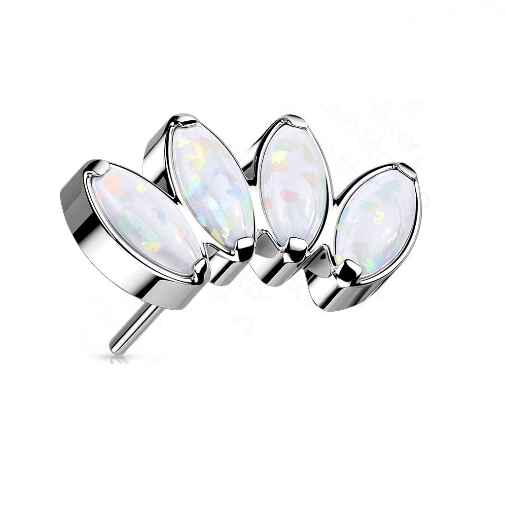 Push-In Aufsatz Blüte Synthetischer Opal Titan Grade 23 Piercing Set Mehrfarbig 9,5mm Lang Ohrstecker Labret Stud Straight Barbell