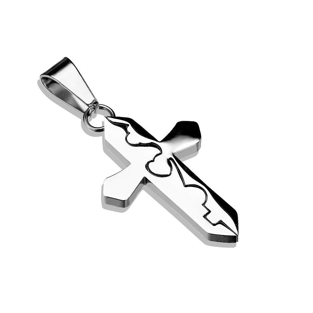 Kettenanhänger geteiltes Kreuz 316L Chirurgenstahl Silber HalsKettenanhänger Pendant Damenkettenanhänger HerrenKettenanhänger