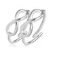 Ring Damen Verstellbar Unendlichkeits-Symbol Silber Doppelpack 316L Chirurgenstahl Zehenring Mittelring Einstellbarer-Ring Freundschaft