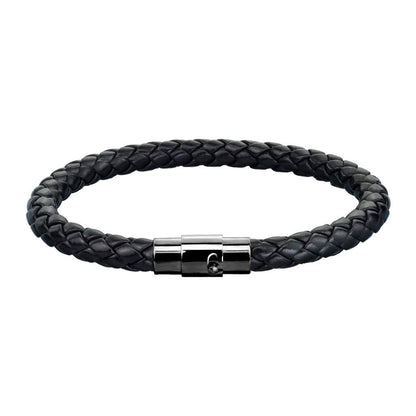 Kordelarmband Leder schwarz Magnetverschluss Edelstahl Silber, schwarz, gelbgold Pärchenarmband Freundschaftsarmband Wickelarmband Länge 190mm - 216mm