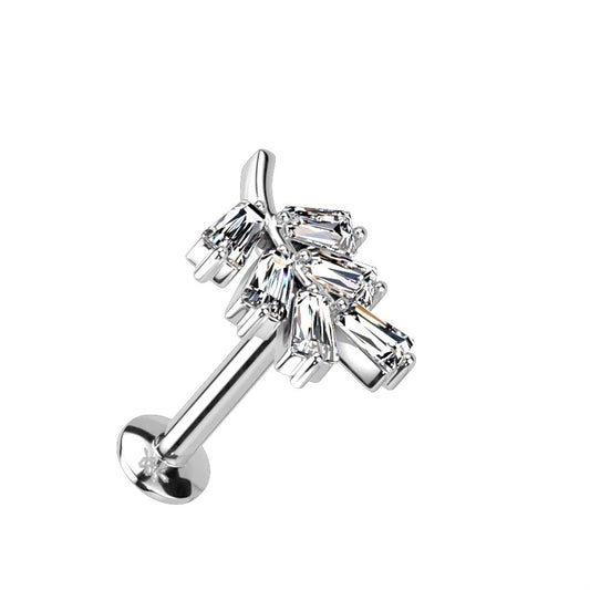 Push-In Labret Piercing Blatt Zirkonia Klar Chirurgenstahl 316L Set Mehrfarbig 6mm 8mm Stabänge Madonna Medusa Ohr-Stecker Labret Stud