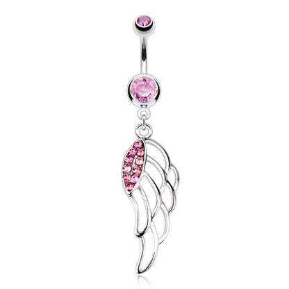 Bauchnabelpiercing Feder Zirkonia farblos, türkis, pink 316L Chirurgenstahl Banane Bauchpiercing Bananabell Bauchpiercing