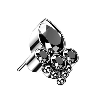 Push-In Aufsatz Silber Zirkonia Titan Grade 23 Piercing Set Mehrfarbig Ohrstecker Labret Stud Straight Barbell Tier-Pfote Kugel
