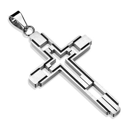 Kettenanhänger Kreuz 316L Chirurgenstahl Schwarz-Silber Halskettennhänger Pendant Damenkettenanhänger