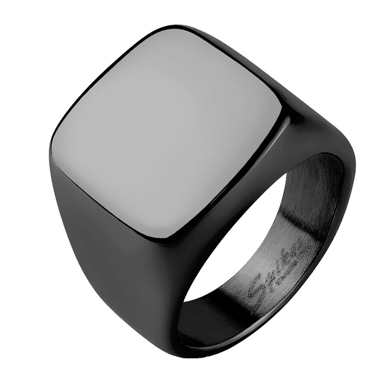 Quadrat SIEGEL 16.5mm breit Edelstahlring Freundschaftsring Herrenring Partnerring schwarz Silber verfügbare Ringgrößen 60 (19,0) - 69 (22,0)