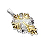 Kettenanh?nger Fleur De Lis Kreuz Zirkonia Klar 316L Chirurgenstahl Gold-Silber 50 x 26mm Halsketten Pendant Herren-Kettenanh?nger