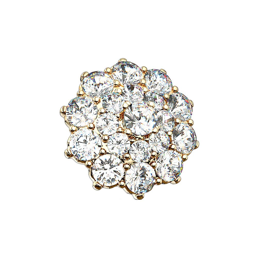 Dermalanchor Aufsatz Hautanker Implantate Transdermal Microdermal Top Silber gelb-Gold rosé-Gold Dahlien-blüte Zirkonia Clear Edelstahl Chirurgenstahl 316L