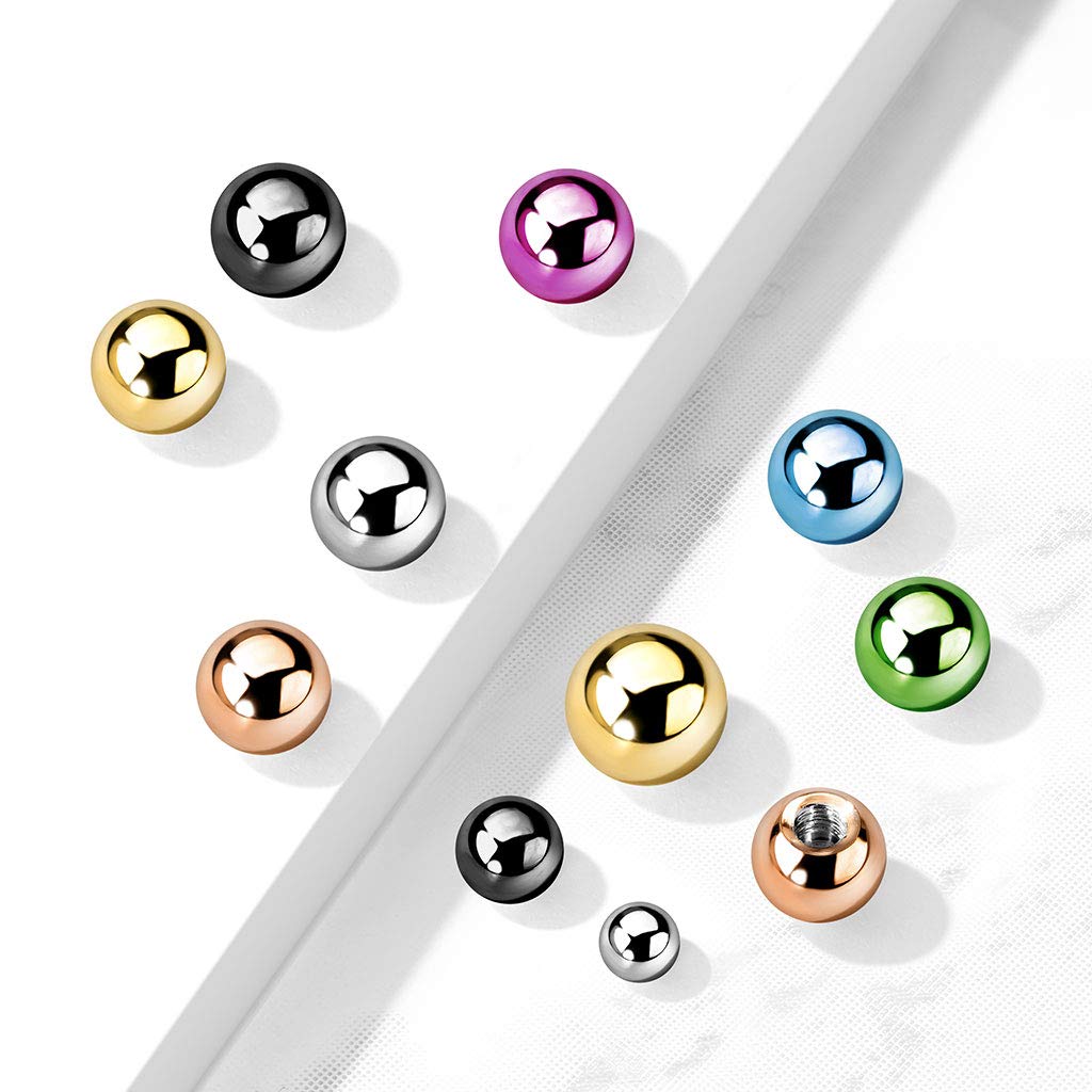 Paula & Fritz® Piercing Ersatz-Kugel Chirurgenstahl 316L Innengewinde 1,2-mm 1,6-mm Stärke Kombinierbar Mehrfarbig Barbell Labret Surface Nipple Ball