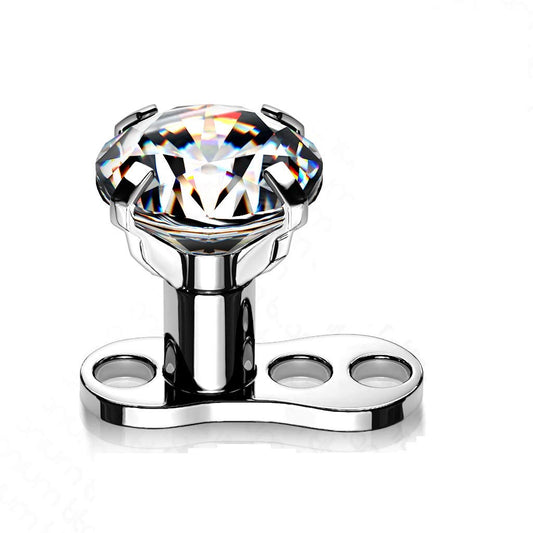 Dermalanchor Set Hauptplatte UND Aufsatz 3 Loch Zirkonia Klar viele Größen Titan Grad 23 Skin Diver Tops and Base Erstpiercing