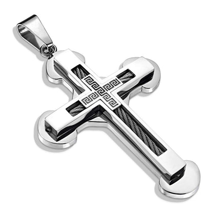 Kettenanhänger doppeltes Kreuz 316L Chirurgenstahl Silber Halskettenanhänger Pendant Damenkettenanhänger Damenkettenanhänger
