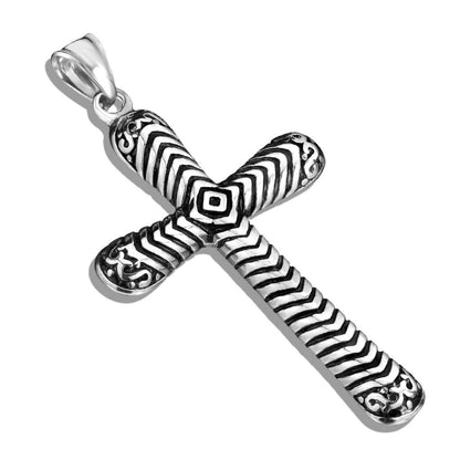Kettenanhänger Kreuz filigranes Muster 316L Chirurgenstahl Silber Schwarz Halskettennhänger Pendant Damenkettenanhänger
