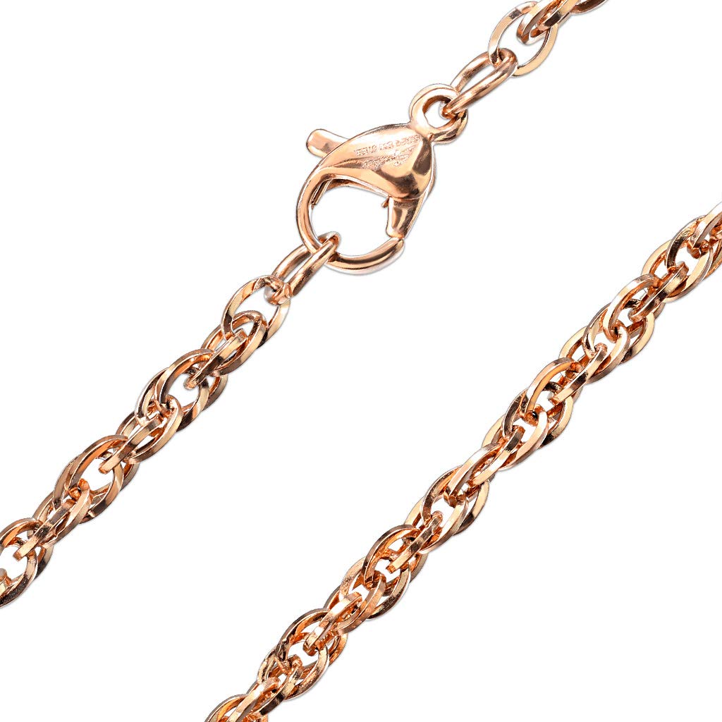 Halskette Edelstahl Silber Gold Rose 435-mm Lang viele Breiten Herrenkette Halsschmuck Doppel-Ankerkette Frauen Männerketten