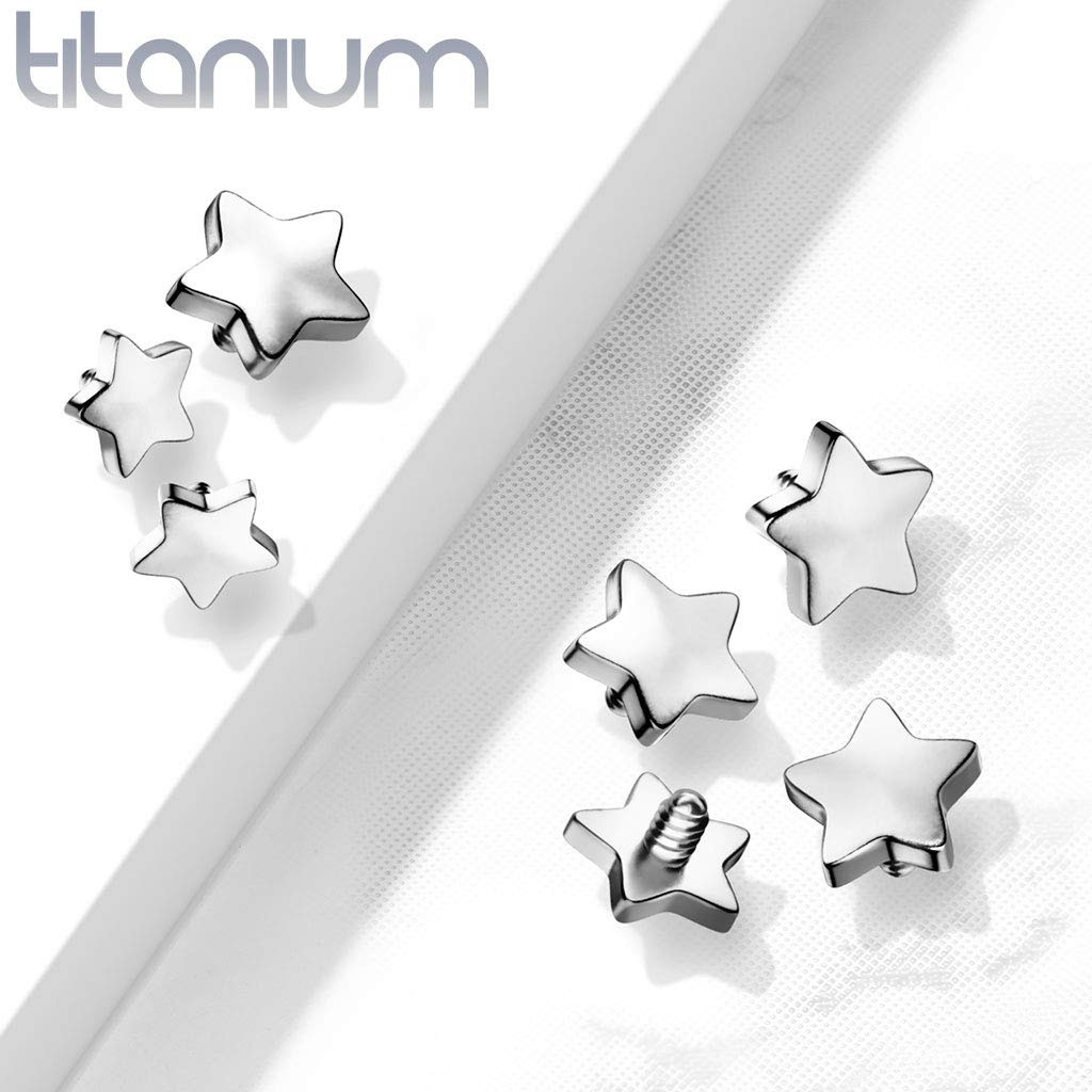 Dermalanchor Aufsatz Stern Titan Grad 23 Verschiedene Größen und Stärken Hautanker Skin Diver Implantat Bodypiercing
