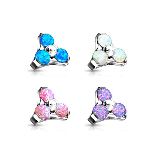 Dermalaufsatz Anchor Dreieck Opal viele Farben und Stärken 316L Chirurgenstahl HautAnker Skin Diver Implantat Kugel Bodypiercing